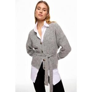3.1 Phillip Lim x RTR Grey Scallop Trim Belted Cardigan Size M No Belt